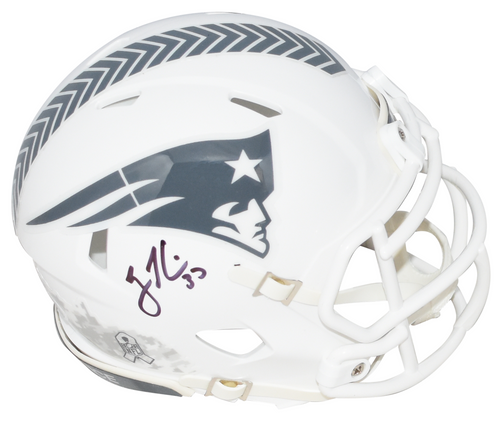 RODNEY HARRISON SIGNED NEW ENGLAND PATRIOTS SALUTE TO SERVICE MINI HELMET BAS