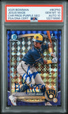 JESUS MADE SIGNED 2025 BOWMAN CHROME 1ST RC PURPLE GEOMETRIC /250 PSA 10 AUTO 10