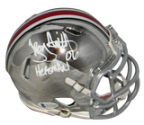 TROY SMITH SIGNED OHIO STATE BUCKEYES CHROME SPEED MINI HELMET W/ 06 HEISMAN