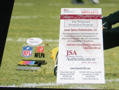 ANTONIO BROWN SIGNED AUTOGRAPHED PITTSBURGH STEELERS 16x20 PHOTO JSA