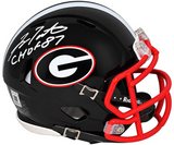 FRAN TARKENTON SIGNED GEORGIA BULLDOGS BLACK SPEED MINI HELMET BECKETT