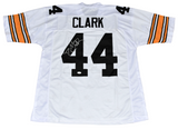 DALLAS CLARK AUTOGRAPHED IOWA HAWKEYES #44 WHITE JERSEY JSA