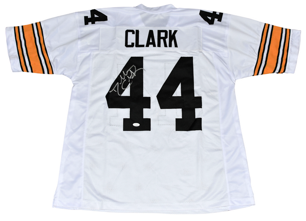 DALLAS CLARK AUTOGRAPHED IOWA HAWKEYES #44 WHITE JERSEY JSA