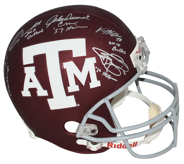 JOHN DAVID CROW JOHNNY MANZIEL VON MILLER DAT NGUYEN SIGNED TEXAS A&M F/S HELMET