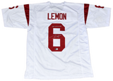 MAKAI LEMON AUTOGRAPHED USC TROJANS #6 WHITE JERSEY W/ 2025 BILETNIKOFF