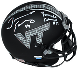 TERRELL & TREMAINE EDMUNDS SIGNED VIRGINIA TECH HOKIES BLACK MINI HELMET BECKETT