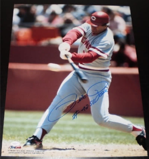 PETE ROSE AUTOGRAPHED SIGNED CINCINNATI REDS 16x20 PHOTO JSA W/ 4256