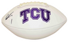 QUENTIN JOHNSTON AUTOGRAPHED TCU HORNED FROGS WHITE LOGO FOOTBALL BECKETT