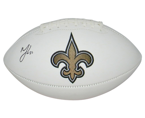 MARSHON LATTIMORE SIGNED AUTOGRAPHED NEW ORLEANS SAINTS WHITE LOGO FOOTBALL JSA