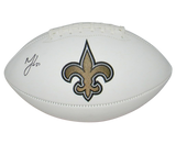 MARSHON LATTIMORE SIGNED AUTOGRAPHED NEW ORLEANS SAINTS WHITE LOGO FOOTBALL JSA