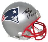 TY LAW SIGNED NEW ENGLAND PATRIOTS FULL SIZE PROLINE HELMET BECKETT W/ HOF 19