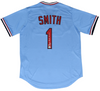 OZZIE SMITH SIGNED ST LOUIS CARDINALS BLUE NIKE COOPERSTOWN JERSEY W/ HOF 2002