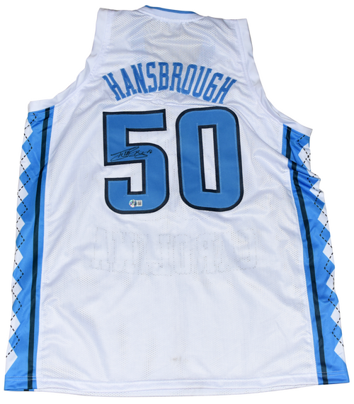 TYLER HANSBROUGH SIGNED NORTH CAROLINA TAR HEELS #50 WHITE JERSEY BECKETT