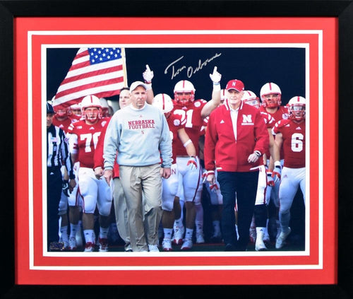 TOM OSBORNE AUTOGRAPHED NEBRASKA CORNHUSKERS 16x20 FRAMED PHOTO COA
