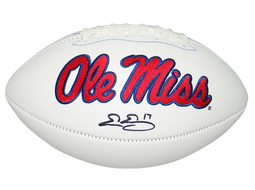 EVAN ENGRAM AUTOGRAPHED SIGNED OLE MISS MISSISSIPPI REBELS LOGO FOOTBALL JSA