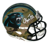 CHRISTIAN McCAFFREY SIGNED CAROLINA PANTHERS CAMO SPEED MINI HELMET BECKETT
