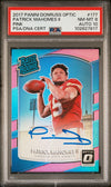 PATRICK MAHOMES SIGNED 2017 PANINI DONRUSS OPTIC PINK RATED ROOKIE PSA 8 AUTO 10