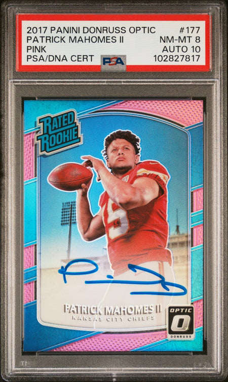 PATRICK MAHOMES SIGNED 2017 PANINI SELECT ROOKIE RC #103 AUTO PSA 9