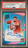 PATRICK MAHOMES SIGNED 2017 PANINI DONRUSS OPTIC PINK RATED ROOKIE PSA 8 AUTO 10