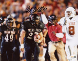 WES WELKER AUTOGRAPHED TEXAS TECH RED RAIDERS VS LONGHORNS 8x10 PHOTO JSA