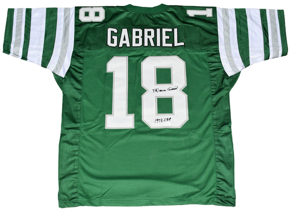 ROMAN GABRIEL SIGNED PHILADELPHIA EAGLES #18 GREEN JERSEY JSA W/ 1973 CBP