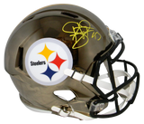 TROY POLAMALU SIGNED PITTSBURGH STEELERS CHROME FULL SIZE SPEED HELMET BECKETT