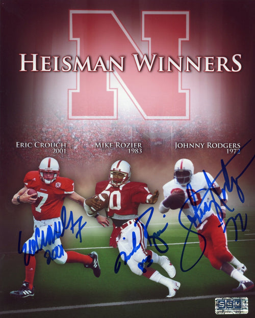 ERIC CROUCH MIKE ROZIER JOHNNY RODGERS SIGNED NEBRASKA CORNHUSKERS 8x10 PHOTO