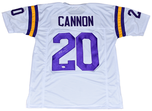 BILLY CANNON AUTOGRAPHED LSU TIGERS #20 WHITE JERSEY JSA
