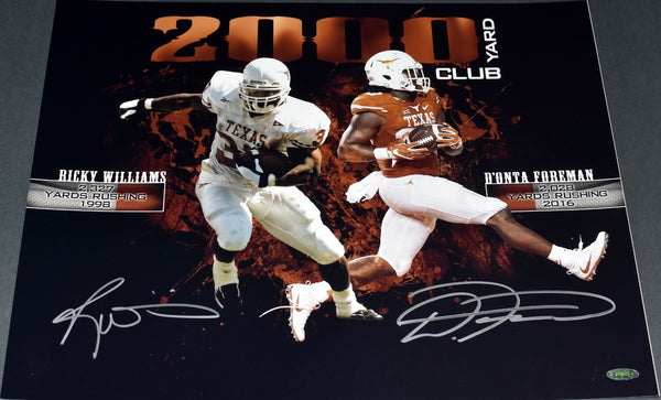 RICKY WILLIAMS & D'ONTA FOREMAN SIGNED TEXAS LONGHORNS 16x20 PHOTO TRISTAR