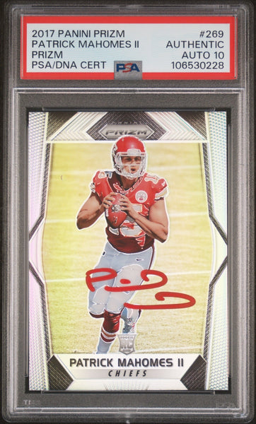 PATRICK MAHOMES SIGNED 2017 PANINI PRIZM ROOKIE #269 RC AUTO PSA 10