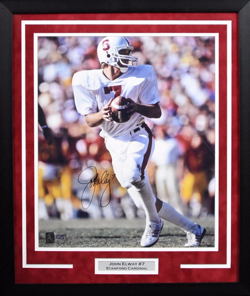 JOHN ELWAY AUTOGRAPHED STANFORD CARDINAL 16x20 FRAMED PHOTO COA