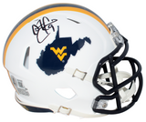 ADAM PACMAN JONES SIGNED WEST VIRGINIA MOUNTAINEERS WHITE MINI HELMET BECKETT
