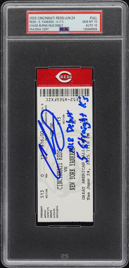 CHASE BURNS SIGNED 2024 BOWMAN DRAFT 1ST ROOKIE RC PSA AUTO AUTHENTIC