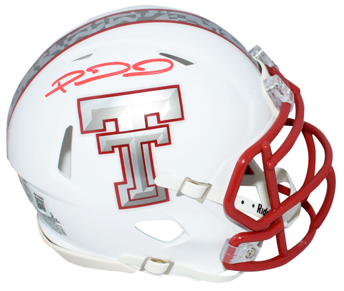 PATRICK MAHOMES SIGNED TEXAS TECH RED RAIDERS GALVANICED MINI HELMET BECKETT