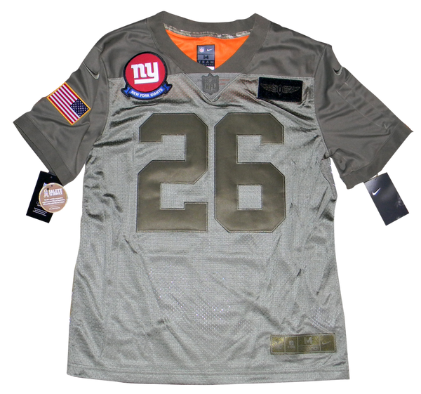 SAQUON BARKLEY SIGNED NEW YORK GIANTS SALUTE TO SERVICE NIKE LIMITED JERSEY BAS