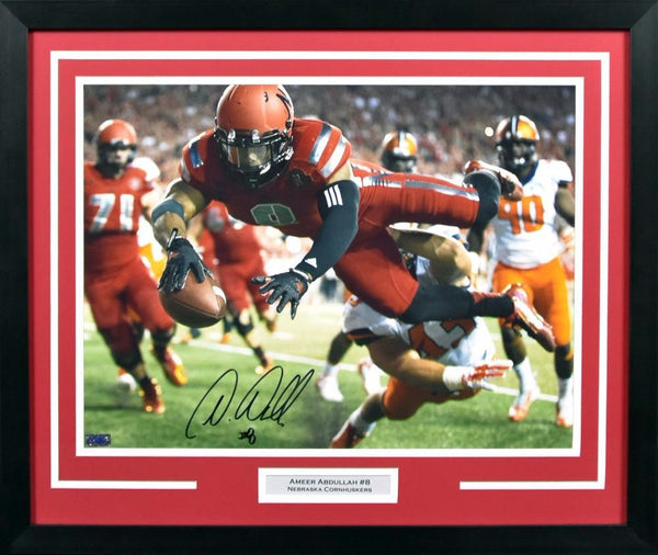 AMEER ABDULLAH AUTOGRAPHED NEBRASKA CORNHUSKERS 16x20 FRAMED PHOTO COA