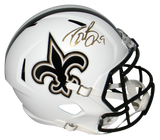 DREW BREES AUTOGRAPHED NEW ORLEANS SAINTS FULL SIZE FLAT WHITE HELMET BECKETT