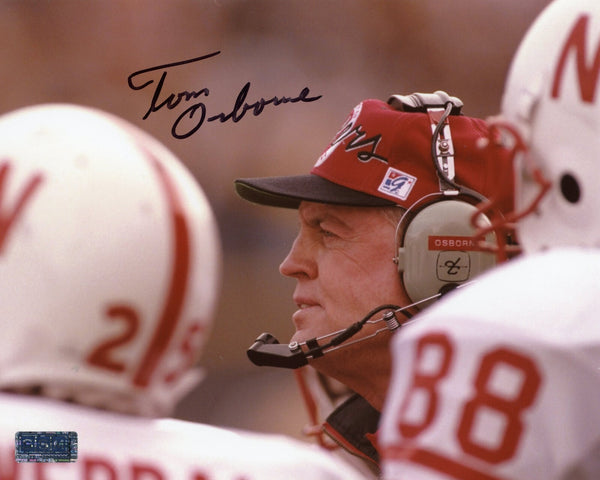 TOM OSBORNE SIGNED AUTOGRAPHED NEBRASKA CORNHUSKERS 8x10 PHOTO COA