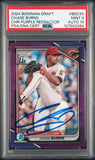 CHASE BURNS SIGNED 2024 BOWMAN CHROME PURPLE REFRACTOR 1ST RC /250 PSA 9 AUTO 10