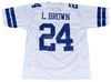LARRY BROWN AUTOGRAPHED DALLAS COWBOYS #24 WHITE JERSEY W/ SB XXX MVP
