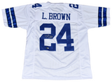 LARRY BROWN AUTOGRAPHED DALLAS COWBOYS #24 WHITE JERSEY W/ SB XXX MVP