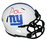 AZEEZ OJULARI SIGNED NEW YORK GIANTS LUNAR SPEED MINI HELMET BECKETT
