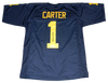 ANTHONY CARTER AUTOGRAPHED SIGNED MICHIGAN WOLVERINES #1 NAVY JERSEY JSA