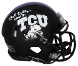 BOB LILLY SIGNED TCU HORNED FROGS BLACK SPEED MINI HELMET BECKETT W/ CHOF 81