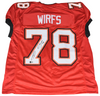 TRISTAN WIRFS SIGNED TAMPA BAY BUCCANEERS #78 RED GAME CUT JERSEY BECKETT