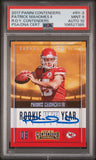 PATRICK MAHOMES SIGNED 2017 PANINI CONTENDERS ROY ROOKIE RC PSA 9 AUTO 10