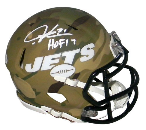 LADAINIAN TOMLINSON SIGNED NEW YORK JETS CAMO SPEED MINI HELMET W/ HOF 17