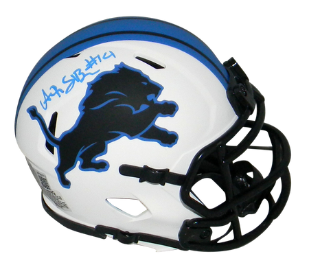 AMON-RA ST BROWN SIGNED DETROIT LIONS 2024 BLUE AUTHENTIC SPEEDFLEX HELMET BAS