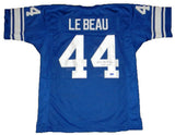 DICK LEBEAU SIGNED AUTOGRAPHED DETROIT LIONS #44 THROWBACK JERSEY W/ HOF 2010