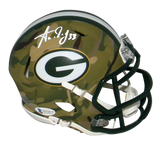 AARON JONES AUTOGRAPHED GREEN BAY PACKERS CAMO SPEED MINI HELMET BECKETT